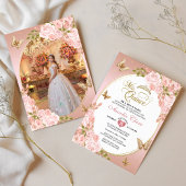 フローラ赤面ピンク金ゴールドバタフライフォトキンセアニラ 招待状