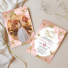 フローラ赤面ピンク金ゴールドバタフライフォトキンセアニラ 招待状