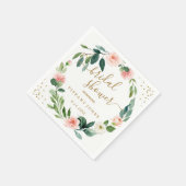 フローラ赤面ピンク金ゴールド紙吹雪ブライダルシャワー スタンダードカクテルナプキン (角)