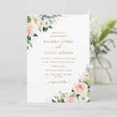 フローラ赤面ピンク金ゴールド結婚式招待状 招待状 (スタンド正面)