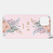 フローラ赤面ピンク |金ゴールドエレガントミニマリスト Case-Mate iPhoneケース (裏面 (横))