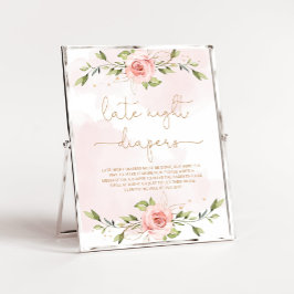 フローラ赤面ピンクeucalyptus夜遅くのおむつ ポスター