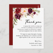 フローラ赤面ブルガンディーサンキュー披露宴カード ポストカード (正面/裏面)