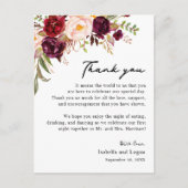 フローラ赤面ブルガンディーサンキュー披露宴カード ポストカード (正面)