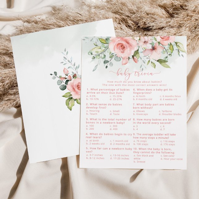 フローラ赤面ベビートリビア赤ちゃんシャワーゲーム (クリエイターアップロード済み)