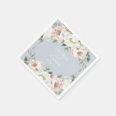 フローラ赤面ホワイトパーソナライズされたグ結婚リーズ スタンダードカクテルナプキン (角)