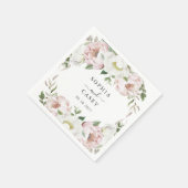 フローラ赤面ホワイトパーソナライズされたグ結婚リーズ スタンダードカクテルナプキン (角)