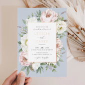 フローラ赤面ホワイトピオエレガントニーバラホイル結婚ズ 箔招待状