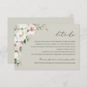 フローラ赤面ホワイト牡丹詳細挿入 招待状 (正面/裏面)