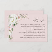 フローラ赤面ホワイト牡丹詳細挿入 招待状 (正面/裏面)