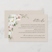 フローラ赤面ホワイト牡丹詳細挿入 招待状 (正面/裏面)