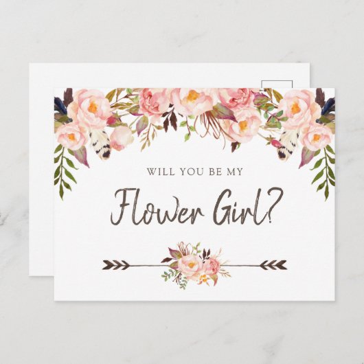 フローラ赤面ボホシック私の花の女の子 シーズンポストカード (正面/裏面)