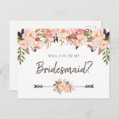 フローラ赤面ボホシック私の花嫁メイドになる シーズンポストカード (正面/裏面)