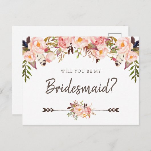 フローラ赤面ボホシック私の花嫁メイドになる シーズンポストカード (正面/裏面)