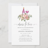 フローラ赤面及び金ゴールドブライダルシャワーワインテイスティング 招待状 (正面)
