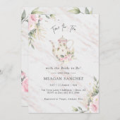 フローラ赤面及び金ゴールドブライダルシャワー茶パーティー 招待状 (正面/裏面)