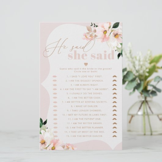 フローラ赤面彼は彼女はブライダルシャワーゲームと言った (スタンド正面)