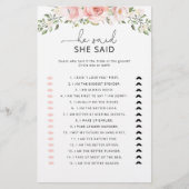 フローラ赤面彼は彼女はブライダルシャワーゲームと言った (正面)