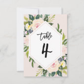 フローラ赤面手書きテーブル4ナンバーカード 招待状 (正面)