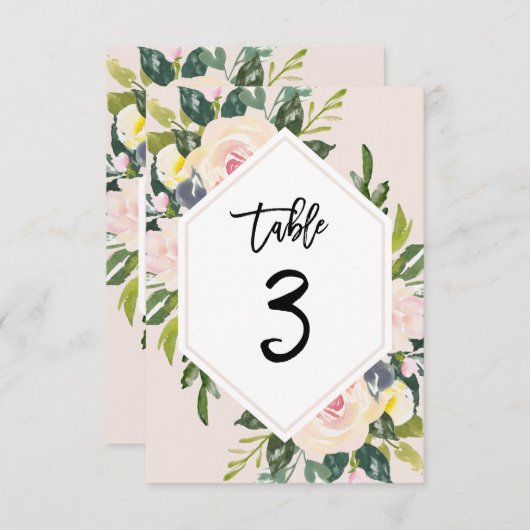 フローラ赤面手書き表3ナンバーカード 招待状 (正面/裏面)