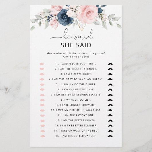 フローラ赤面海軍He彼女はブライダルシャワーと言った (正面)