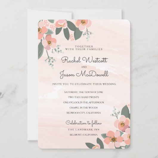 フローラ赤面結婚ズスイート |水彩洗浄 招待状 (正面)