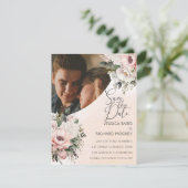 フローラ赤面結婚ピンクの写真Save the Date Card 招待状 (スタンド正面)