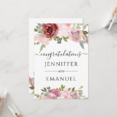 フローラ赤面結婚名前をカスタムする カード (正面/裏面インサイチュ)