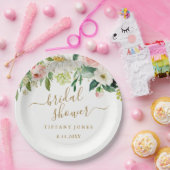 フローラ赤面金ゴールドピンク紙吹雪ブライダルシャワー ペーパープレート (パーティー)