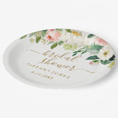 フローラ赤面金ゴールドピンク紙吹雪ブライダルシャワー ペーパープレート (アングル)