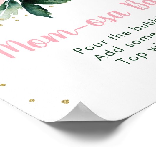 フローラ赤面金ゴールドベビーシャワーマモサバー標識 ポスター (角)