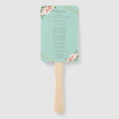 フローラ赤面金ゴールドミントグリーン結婚式 プログラム ハンドファン (裏面)