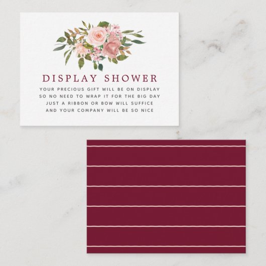 フローラ赤面&バーガンディ赤ちゃんシャワー表示シャワー エンクロージャーカード (正面/裏面)