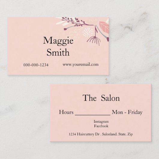 フローラ赤面、美容師 名刺 (正面/裏面)