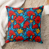 フローラ赤黄色の花模様–13075 クッション (ブランケット)