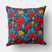 フローラ赤黄色の花模様–13075 クッション (裏面)