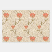 フローラ赤黄色ピンクチューリップMorrisパターン ラッピングペーパーシート (正面3)