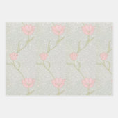 フローラ赤黄色ピンクチューリップMorrisパターン ラッピングペーパーシート (正面)