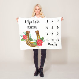 フローラ蹄鉄ベビーマイルストーン フリースブランケット