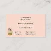 フローラ転がのピン赤面ピンクのストライプパティシエ 名刺 (裏面)