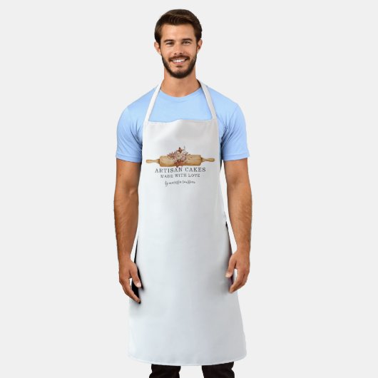 フローラ転がズピンベイカーズエプロン エプロン (着用した状態)