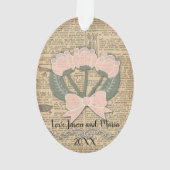 フローラ辞書ページのヴィンテージアートブーケ オーナメント (裏面)