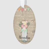 フローラ辞書ページのヴィンテージアートブーケ オーナメント (正面)