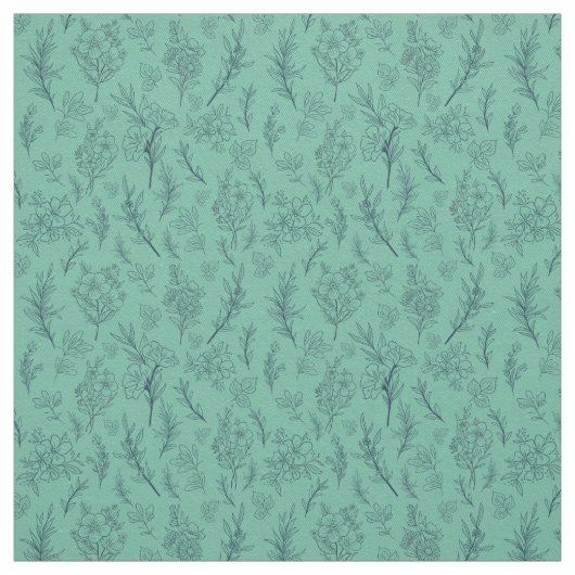 フローラ透明な緑の背景 ファブリック (見本)