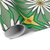 フローラ通訳白デイジー、緑離れの ラッピングペーパー (ロールコーナー)