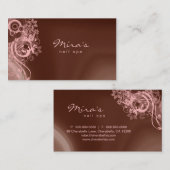 フローラ造園名刺（茶色）ピンク 名刺 (正面/裏面)