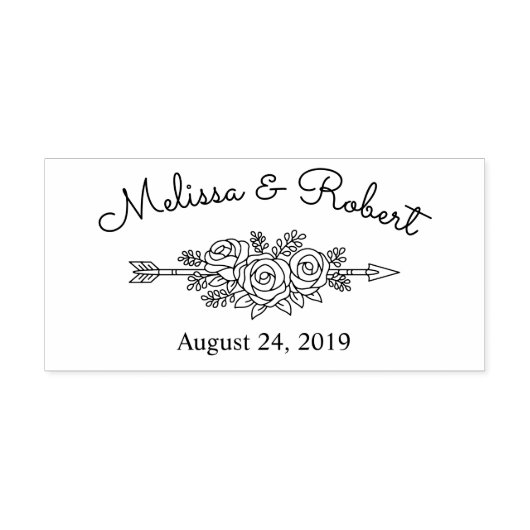 フローラ部族矢印の日付を保存結婚する セルフインキングスタンプ (デザイン)