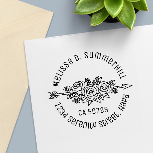 フローラ部族矢印、バラ花V2 セルフインキングスタンプ