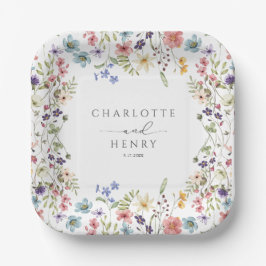 フローラ野シンプル花結婚の ペーパープレート