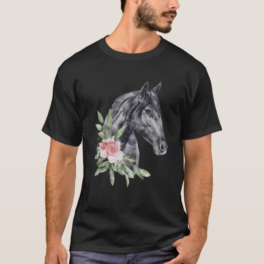 フローラ野生の馬の口ひげ動物の精神の野生動物 Tシャツ (正面)
